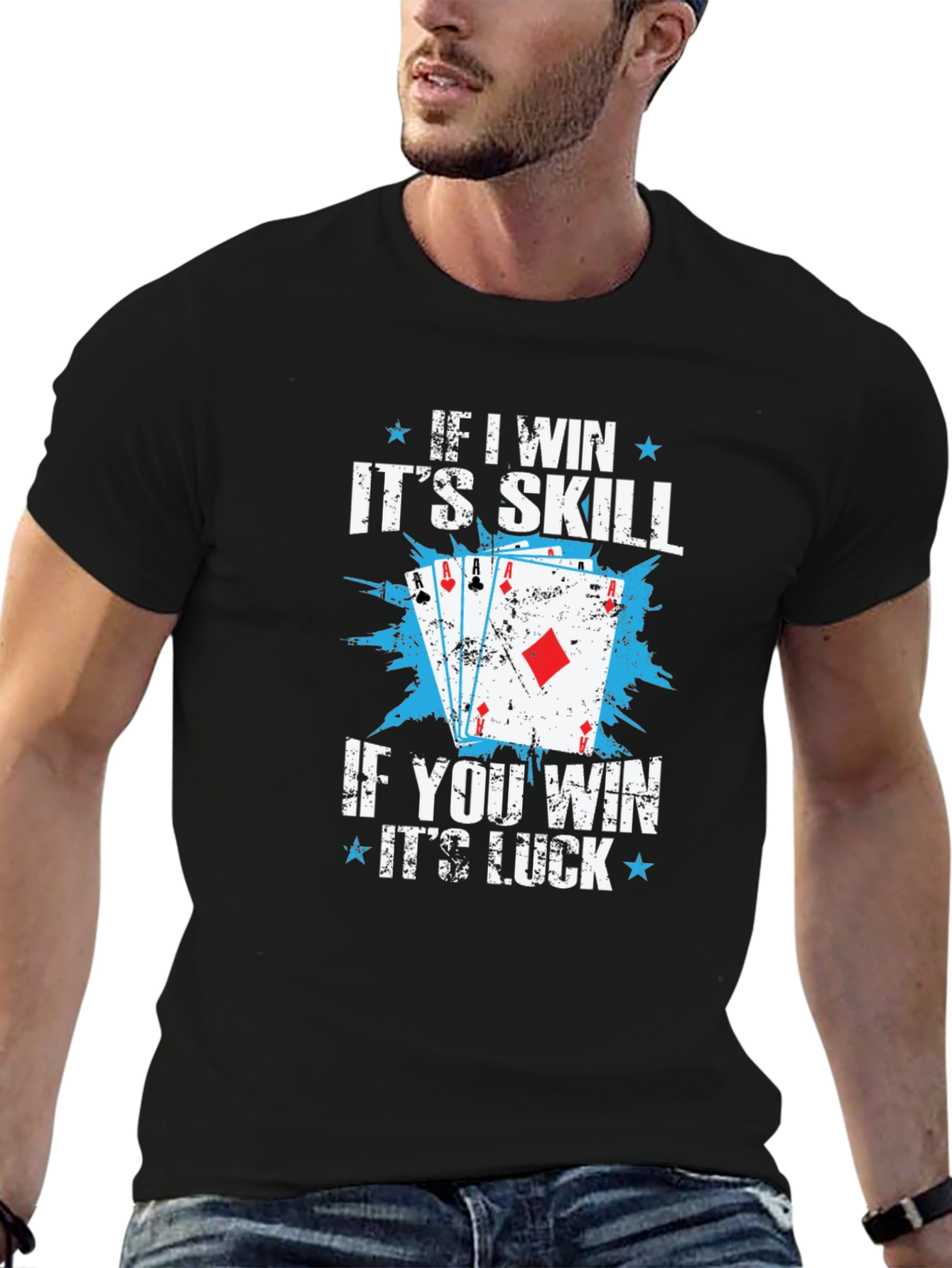 Funny Poker Skill Luck Graphic T-Shirt