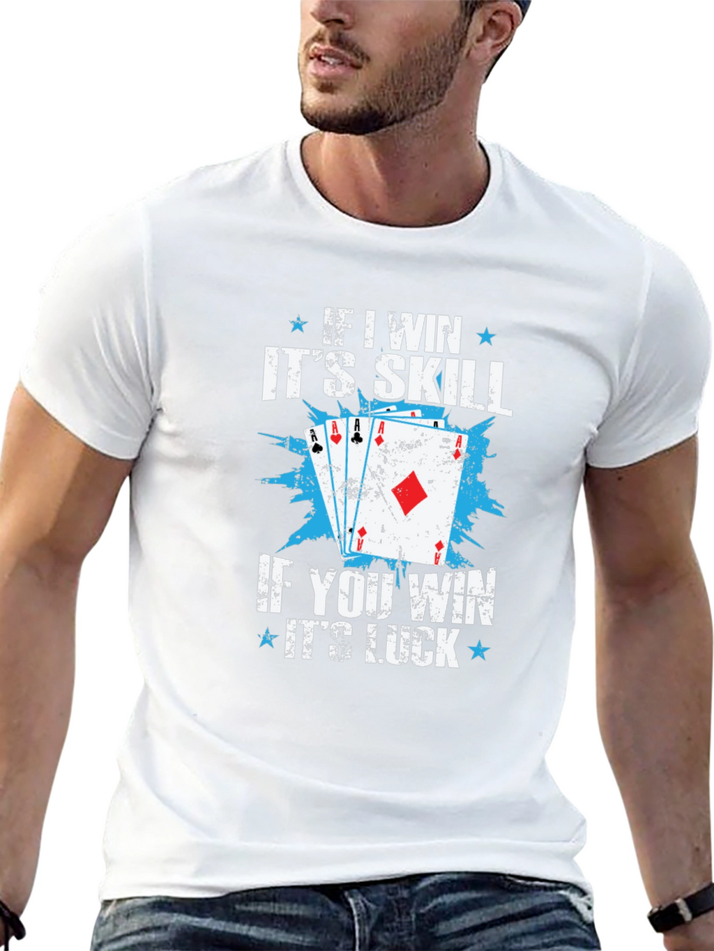 Funny Poker Skill Luck Graphic T-Shirt