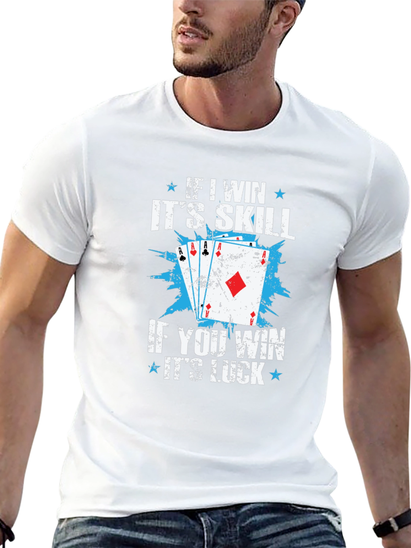Funny Poker Skill Luck Graphic T-Shirt