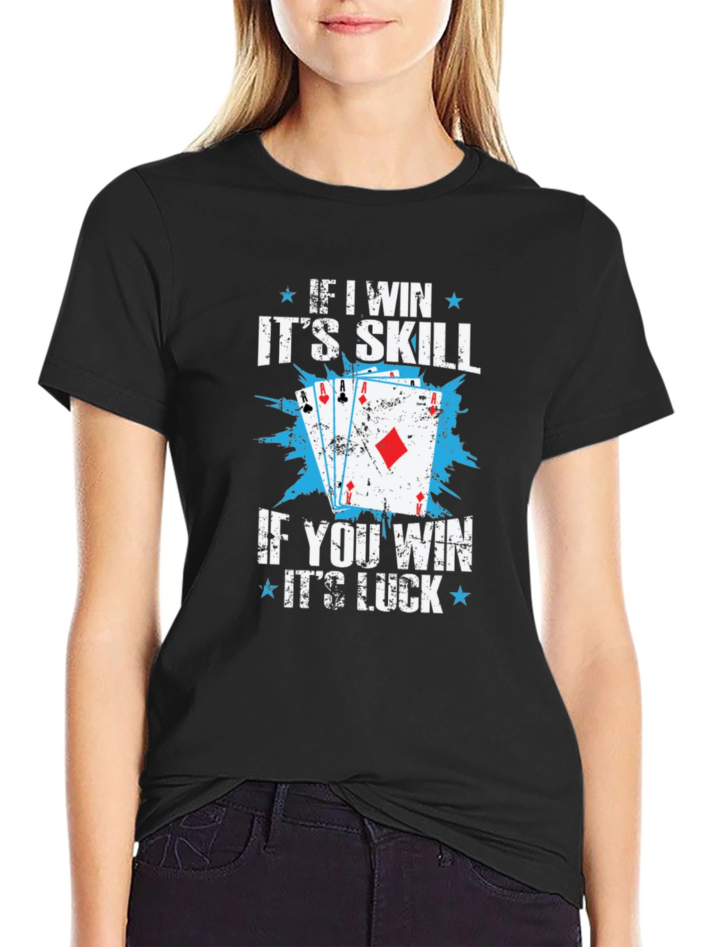 Funny Poker Skill Luck Graphic T-Shirt