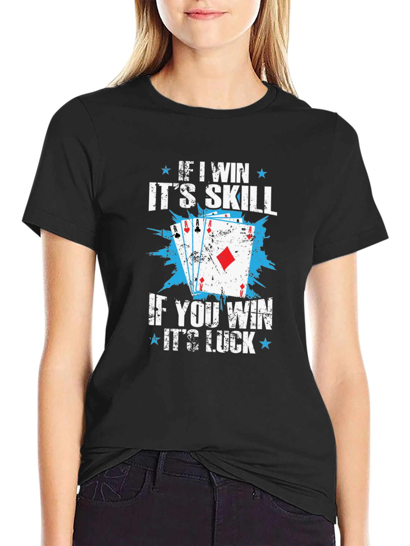 Funny Poker Skill Luck Graphic T-Shirt