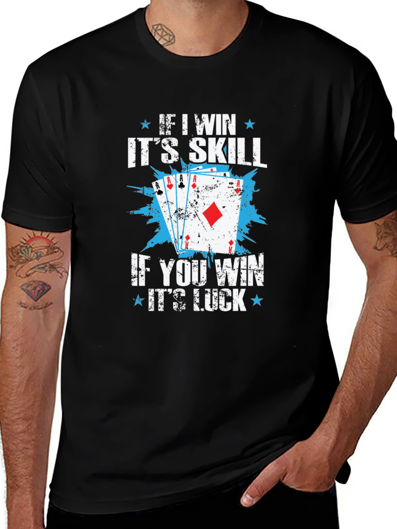 Funny Poker Skill Luck Graphic T-Shirt