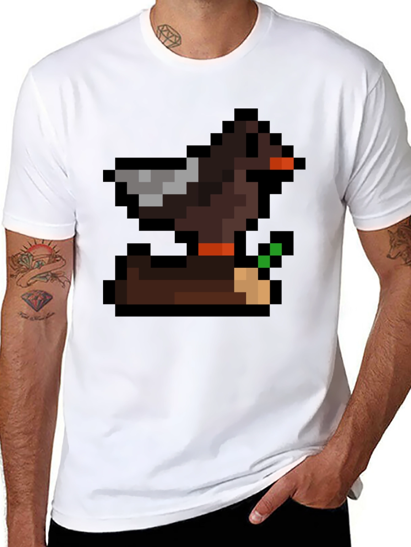 Retro Pixel Duck T-Shirt - Gamer Style Tee