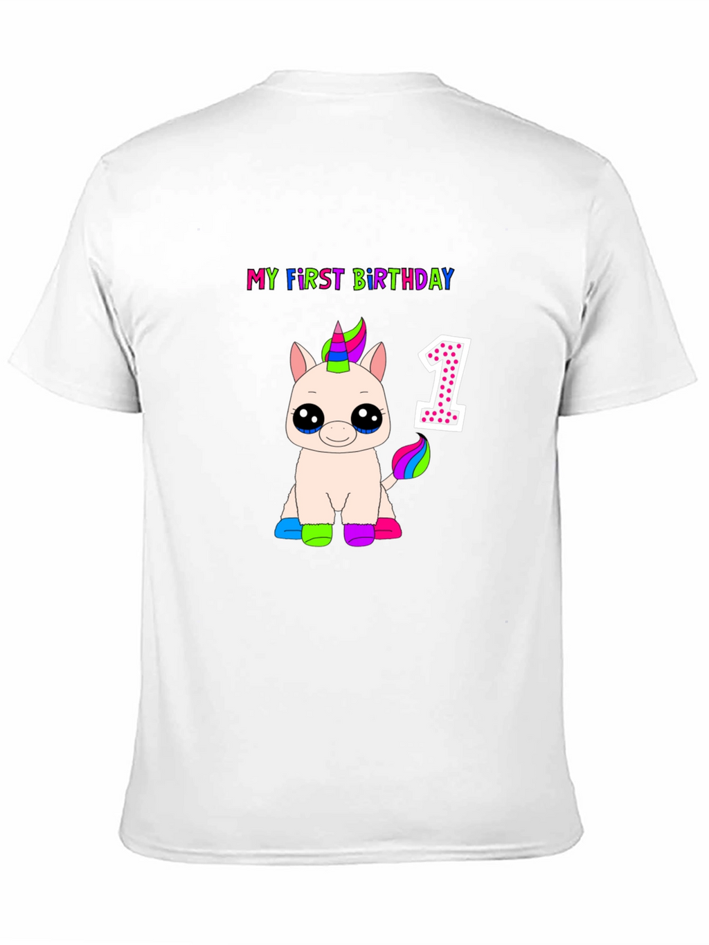 My First Birthday Unicorn Black T-Shirt