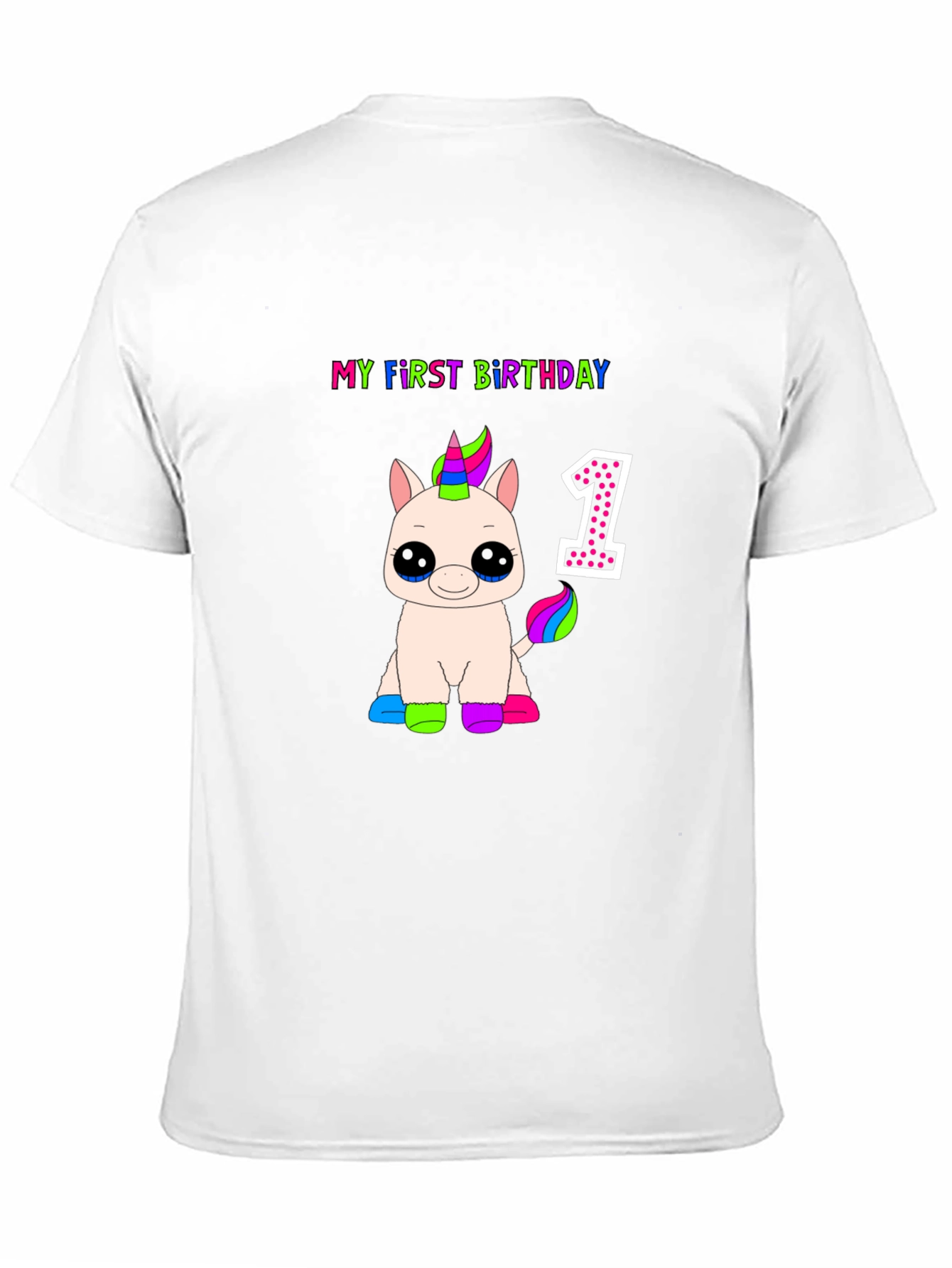 My First Birthday Unicorn Black T-Shirt