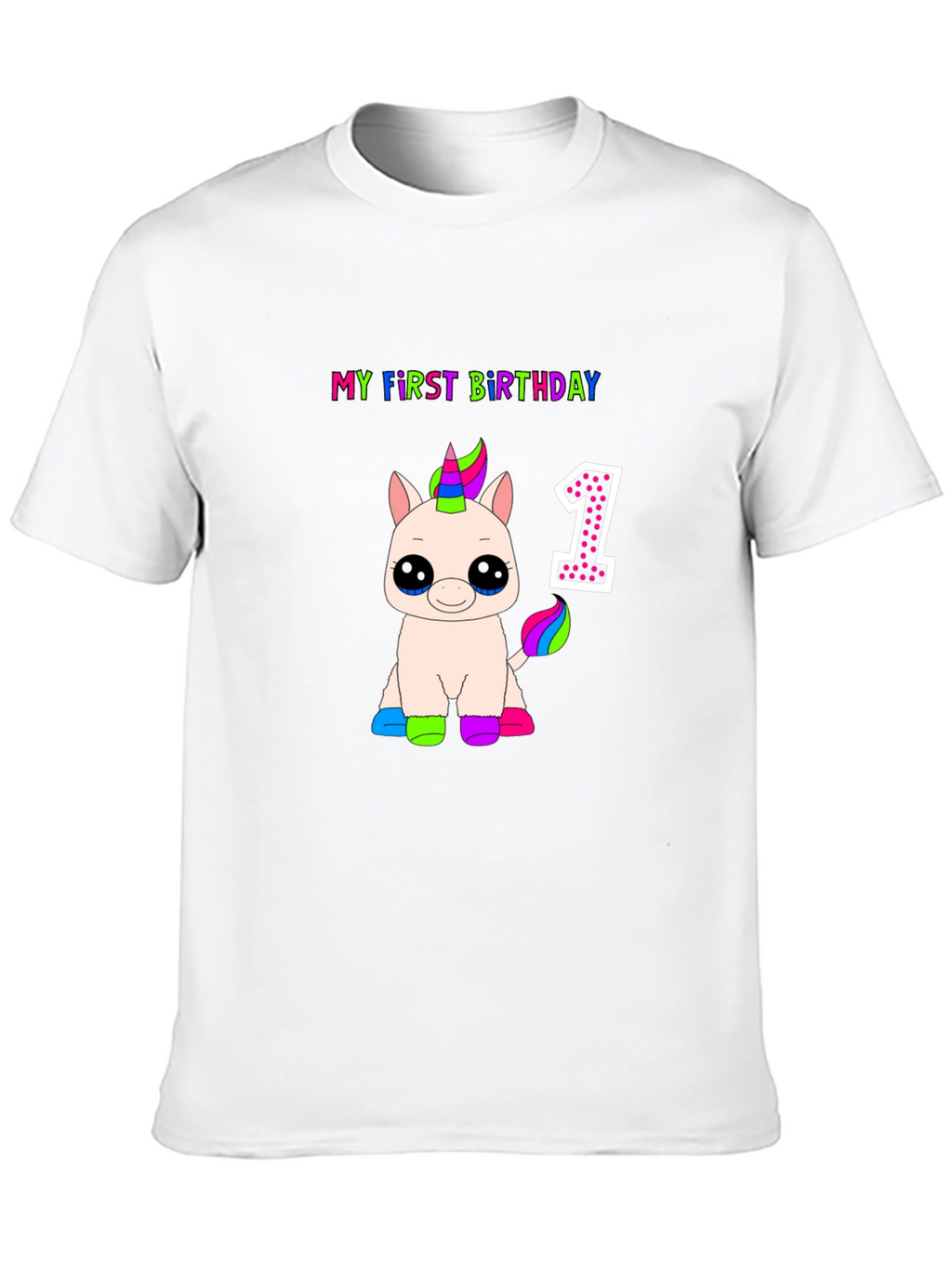 My First Birthday Unicorn Black T-Shirt