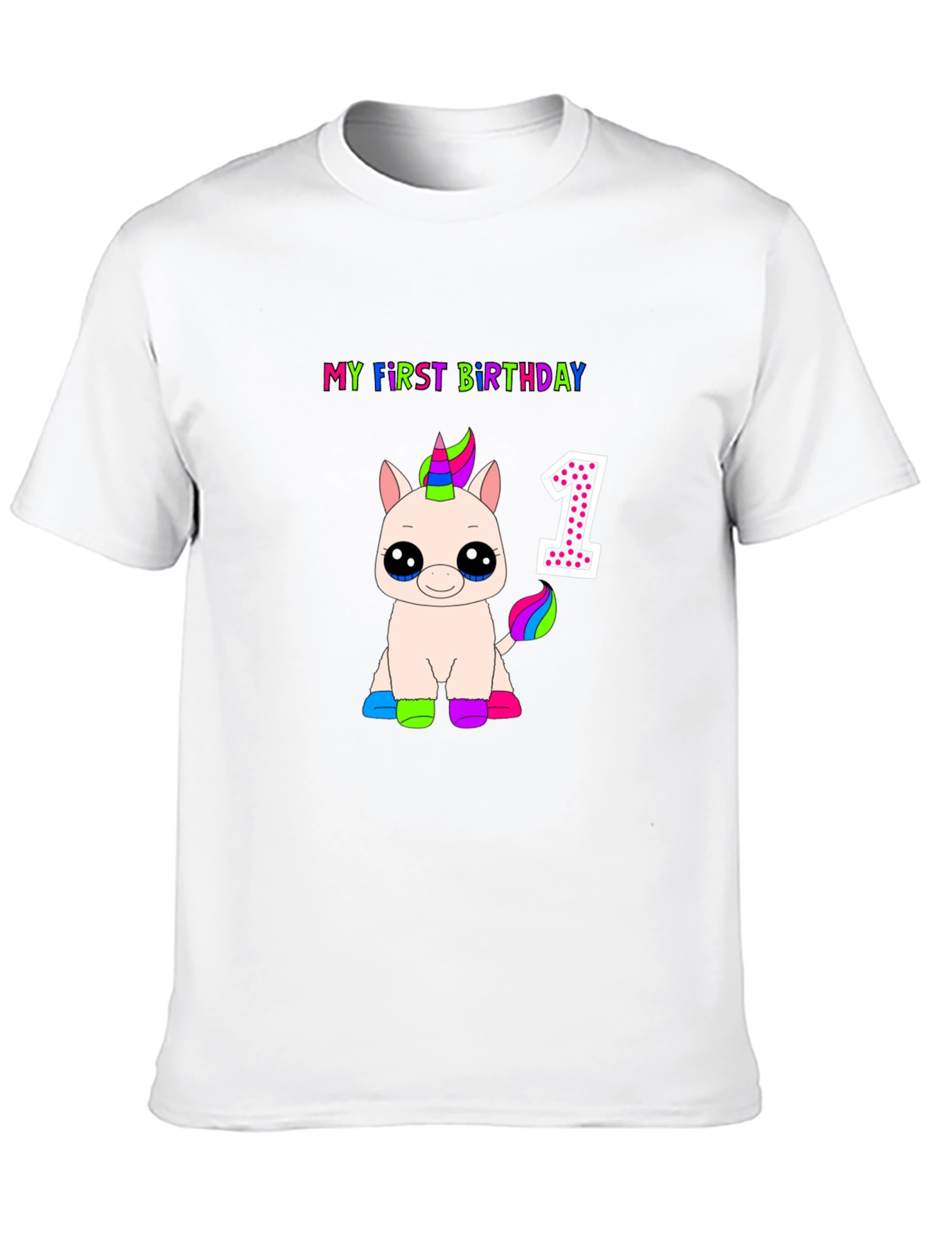 My First Birthday Unicorn Black T-Shirt