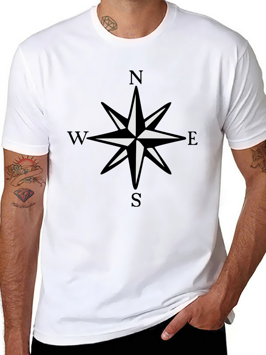 Compass Rose Graphic Black T-Shirt