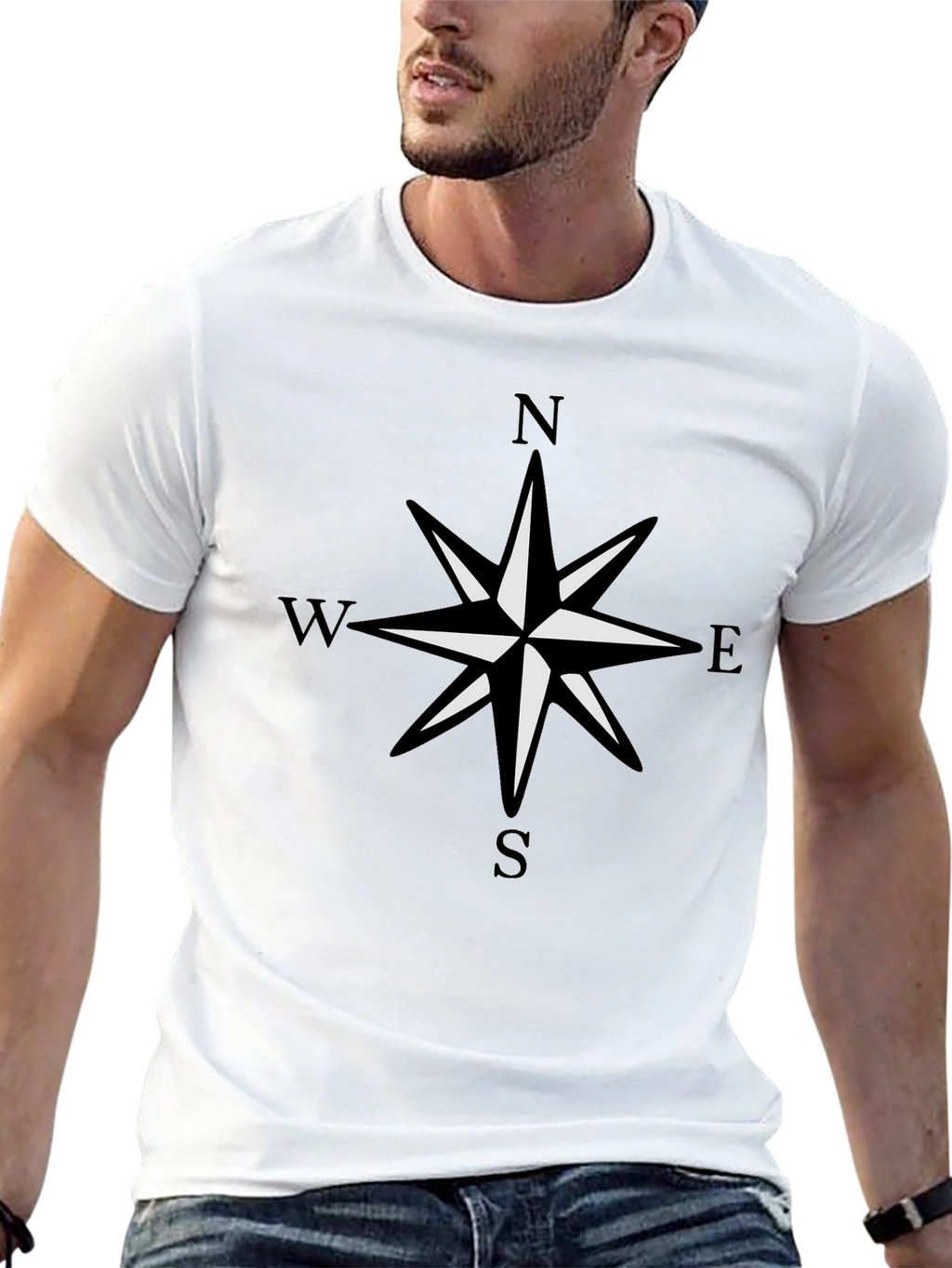 Compass Rose Graphic Black T-Shirt