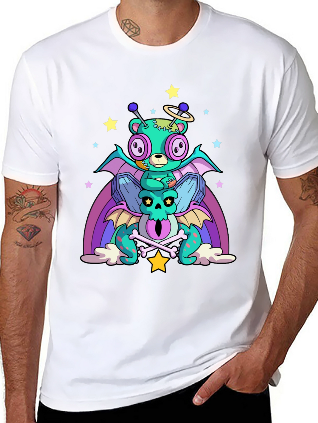 Fun Alien Bear & Dragon Graphic Tee