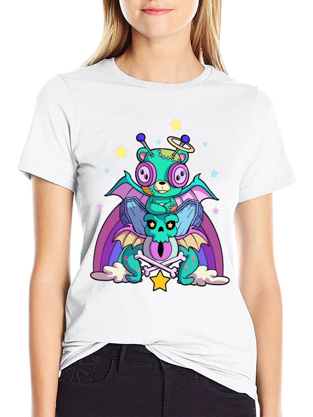 Fun Alien Bear & Dragon Graphic Tee