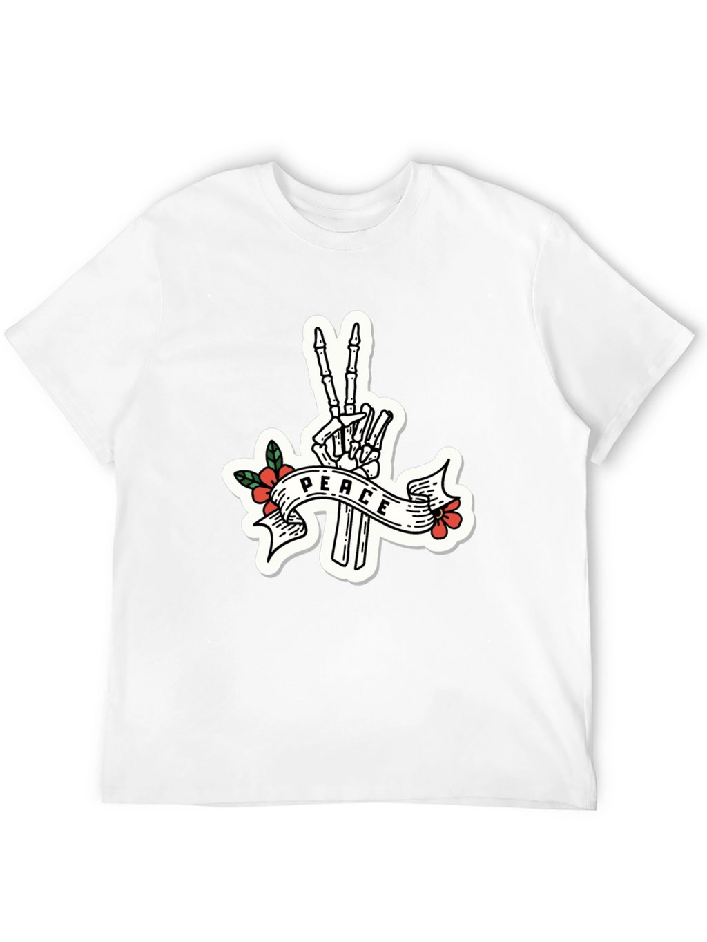 Peace Skeleton Hand Black T-Shirt