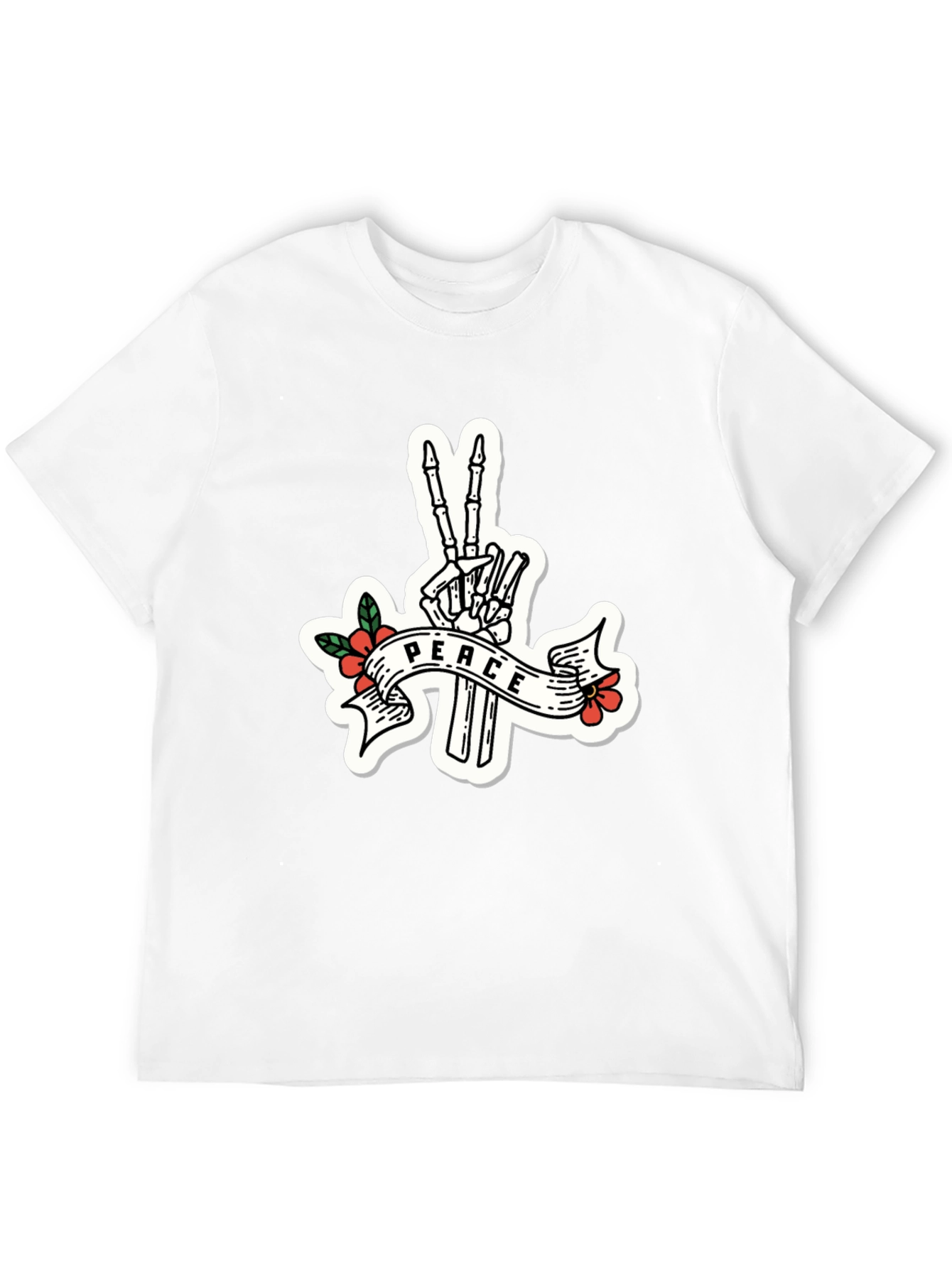 Peace Skeleton Hand Black T-Shirt