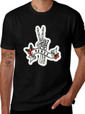 Peace Skeleton Hand Black T-Shirt