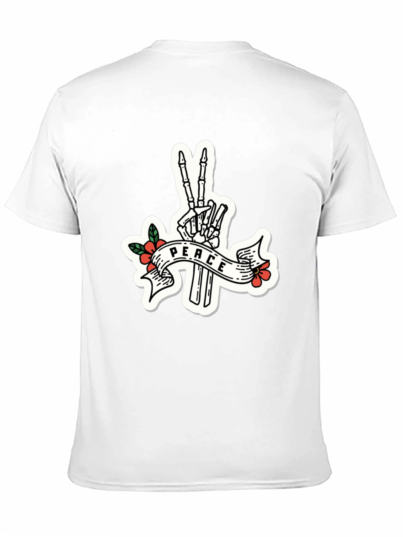 Peace Skeleton Hand Black T-Shirt
