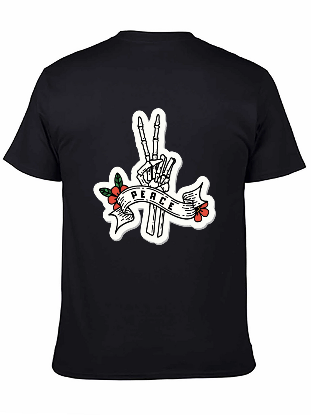 Peace Skeleton Hand Black T-Shirt