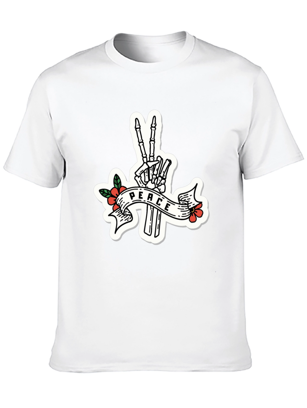 Peace Skeleton Hand Black T-Shirt