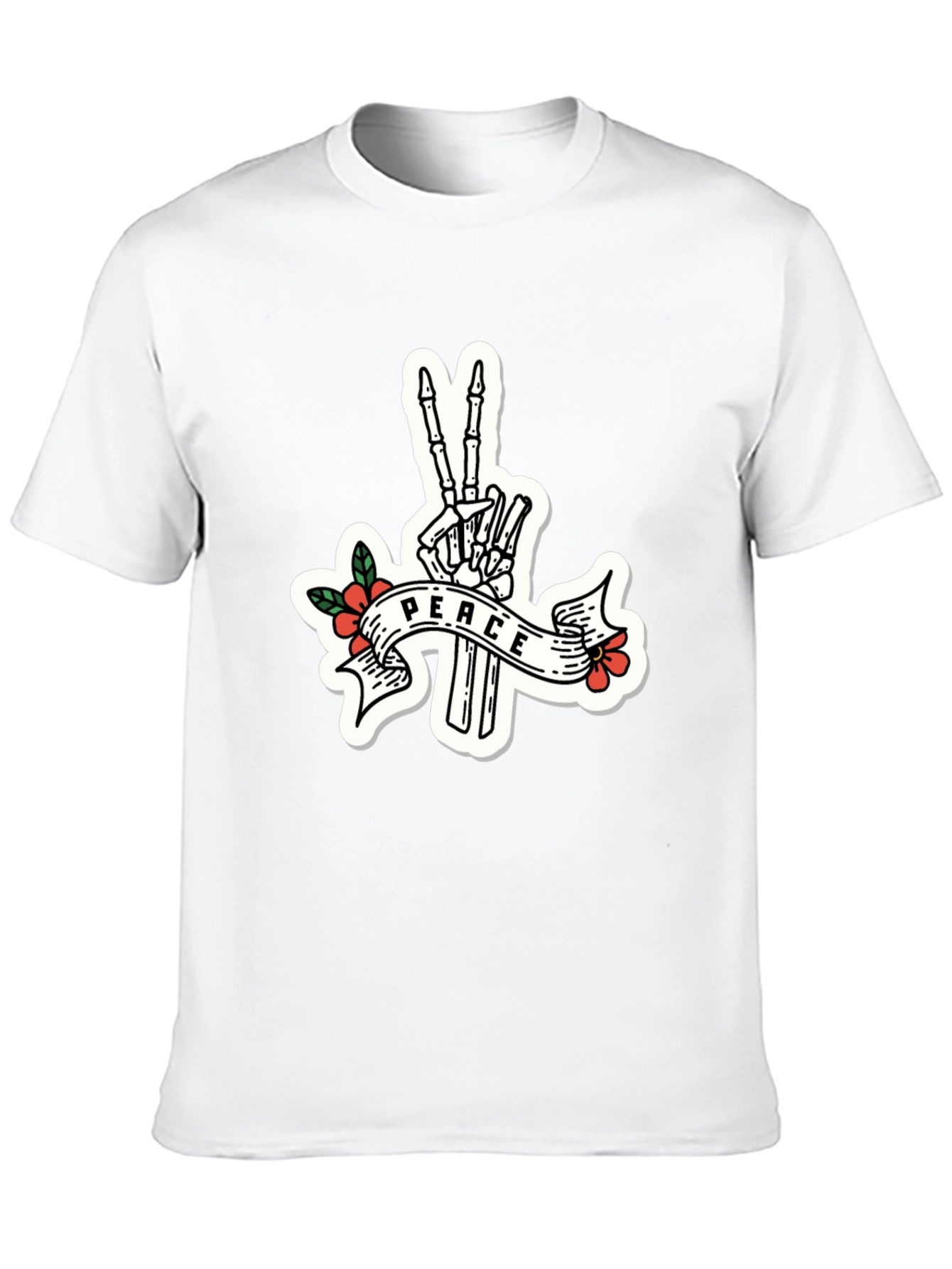 Peace Skeleton Hand Black T-Shirt