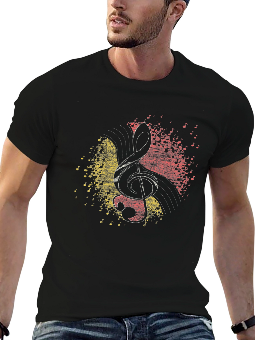 Treble Clef Music Notes Graphic T-Shirt