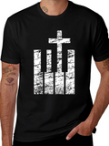 Cross and Piano Keys Graphic T-Shirt