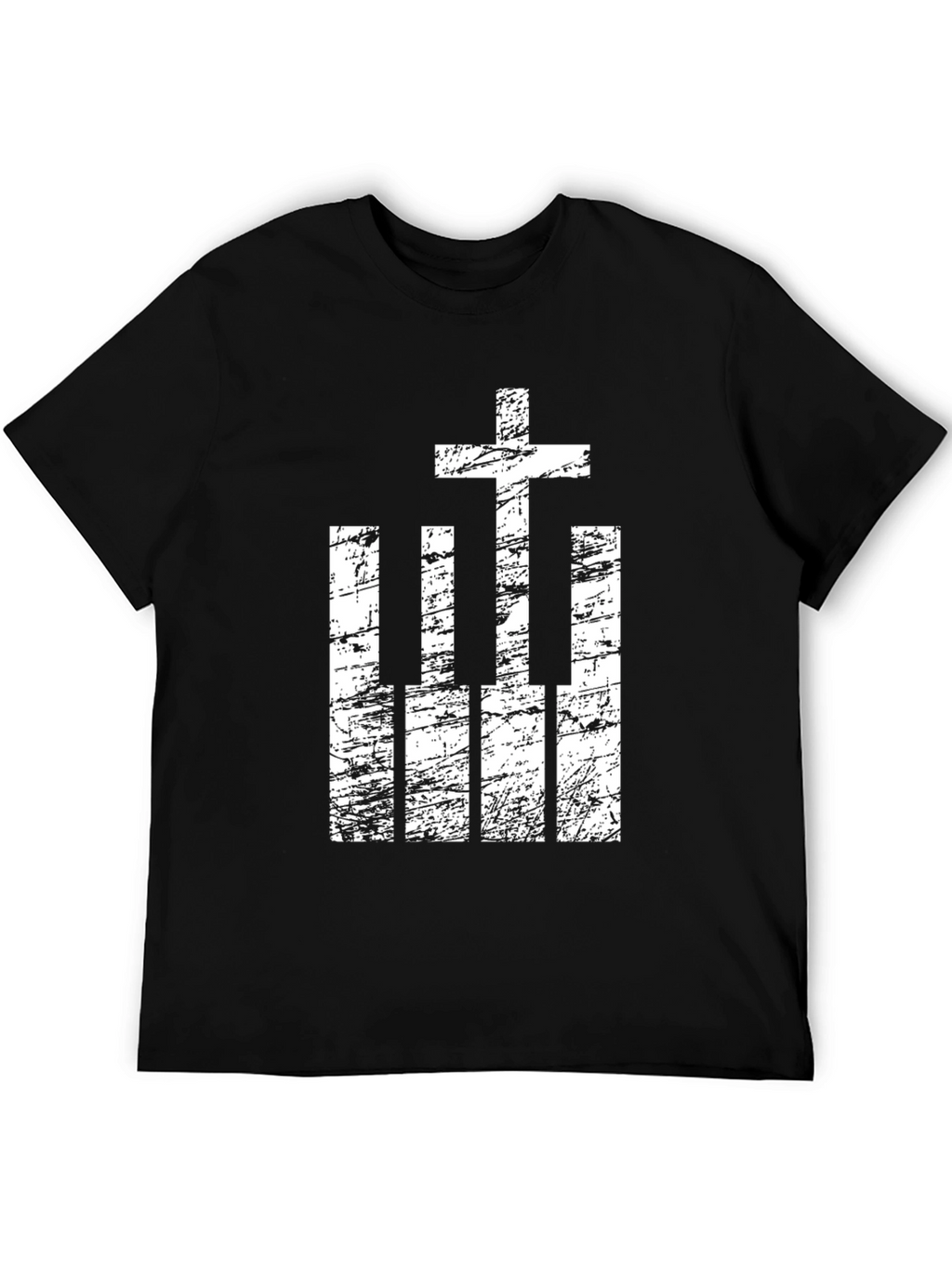 Cross and Piano Keys Graphic T-Shirt