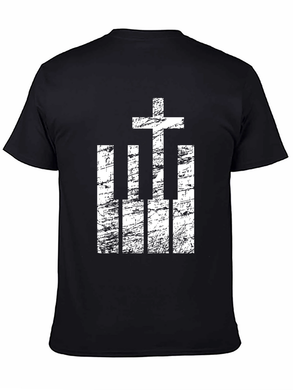 Cross and Piano Keys Graphic T-Shirt