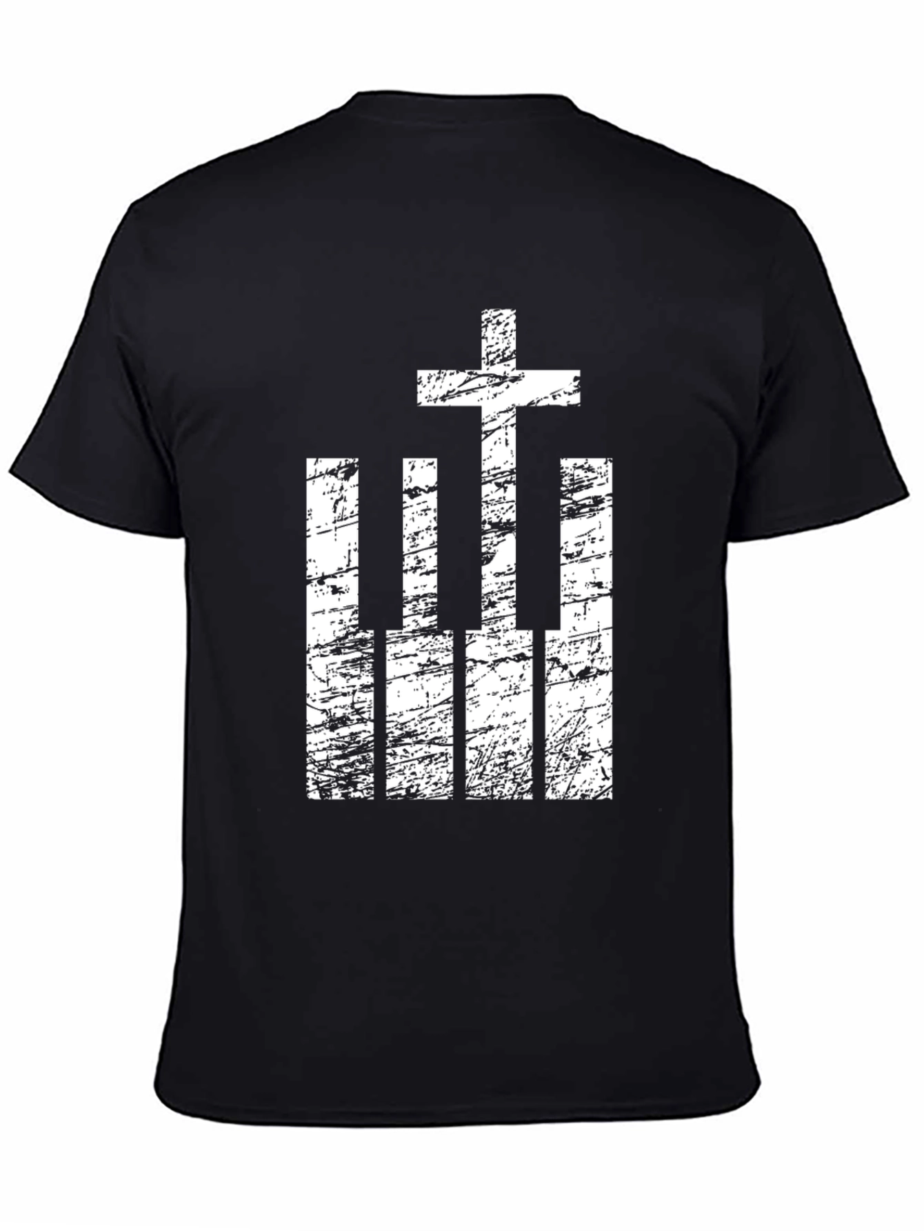 Cross and Piano Keys Graphic T-Shirt
