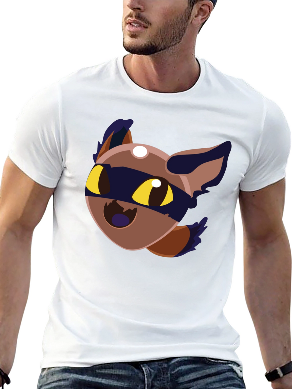 Cartoon Raccoon Graphic Black T-Shirt