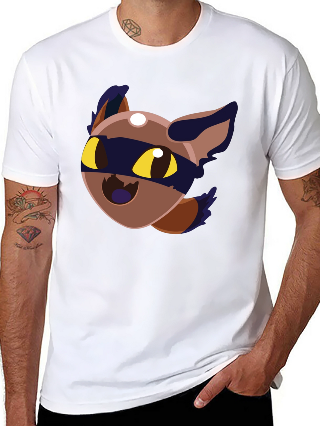 Cartoon Raccoon Graphic Black T-Shirt