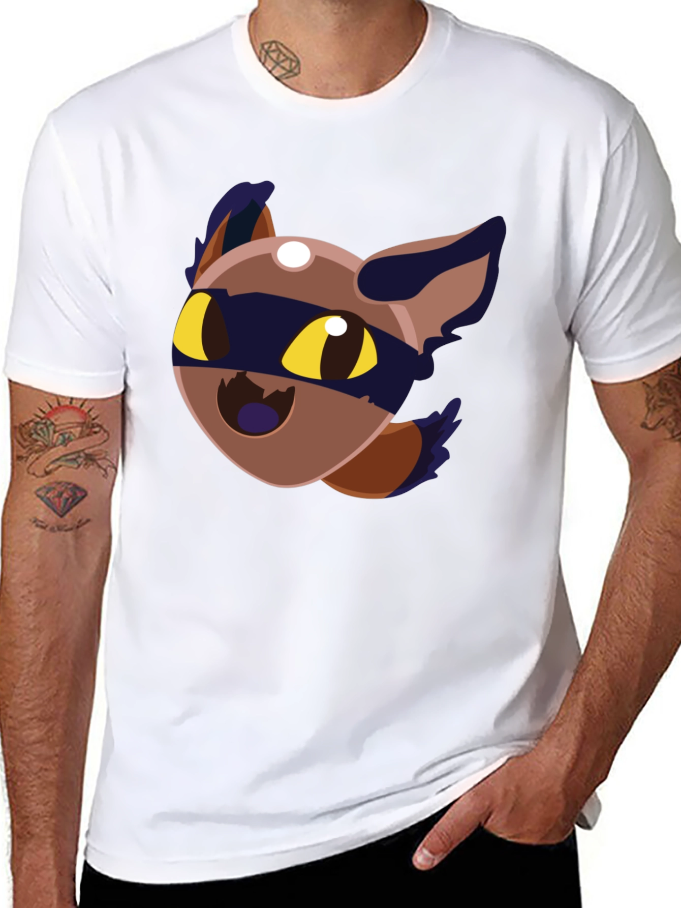 Cartoon Raccoon Graphic Black T-Shirt
