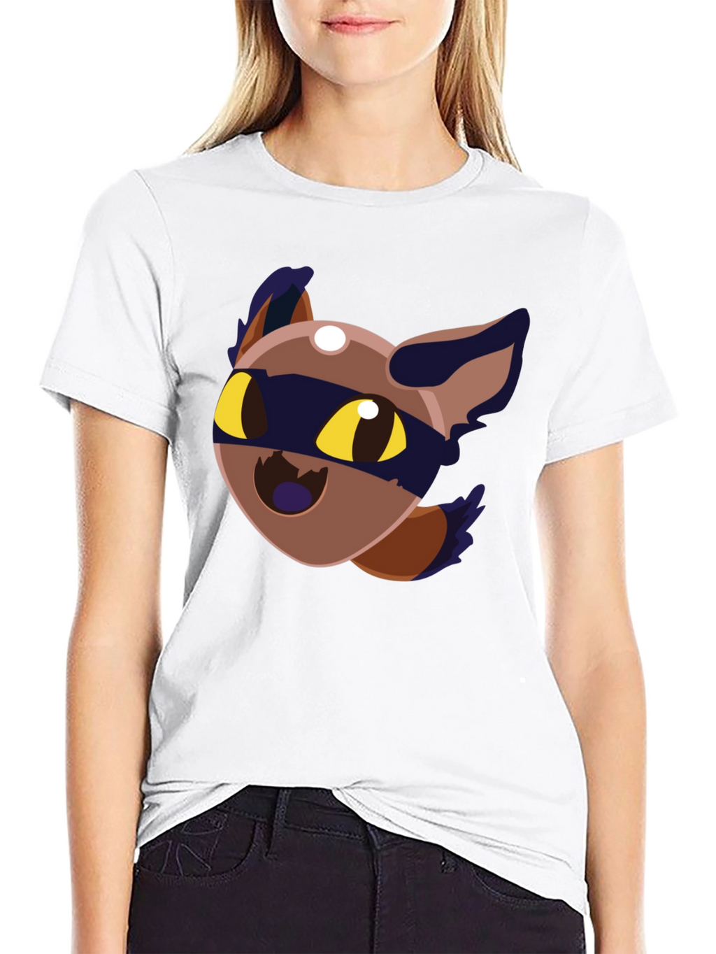 Cartoon Raccoon Graphic Black T-Shirt