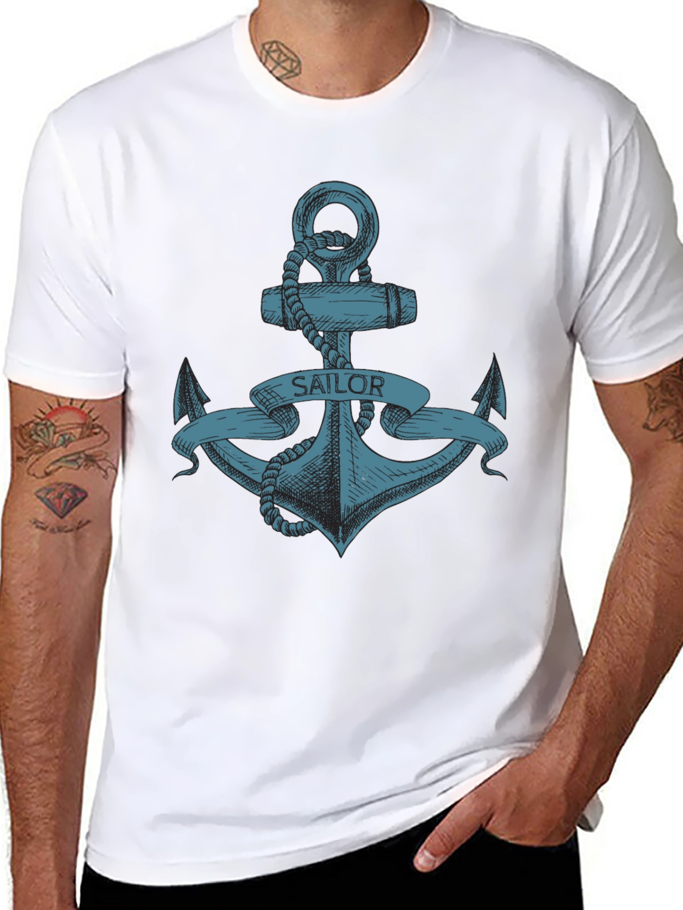 Sailor Anchor Graphic T-Shirt - Black