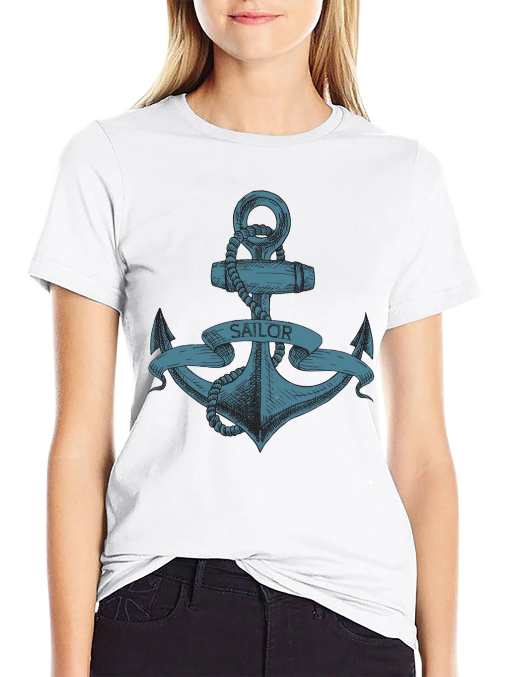 Sailor Anchor Graphic T-Shirt - Black
