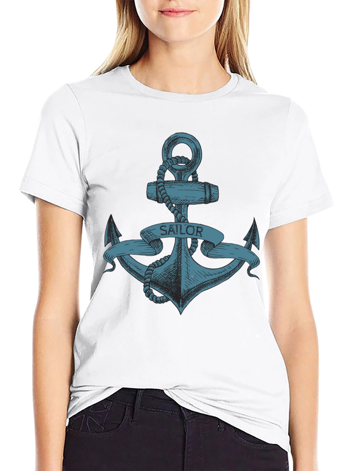 Sailor Anchor Graphic T-Shirt - Black