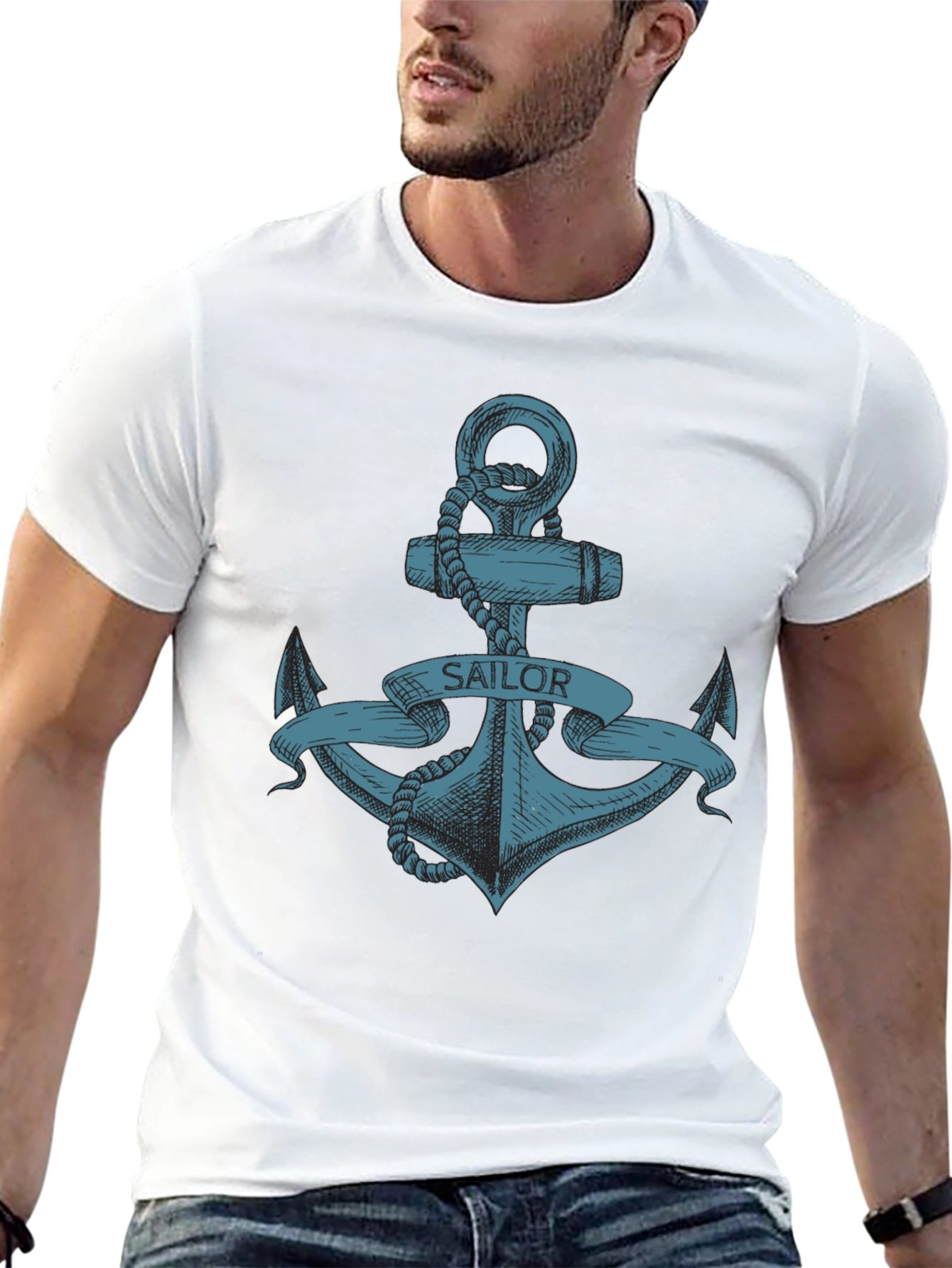 Sailor Anchor Graphic T-Shirt - Black