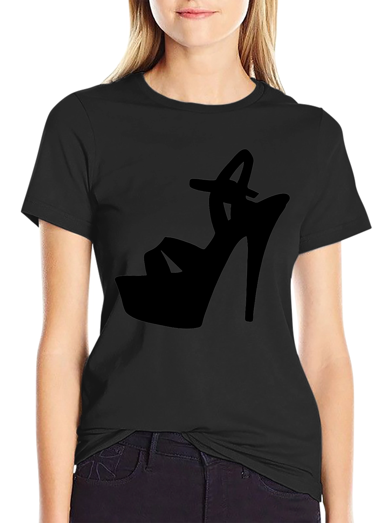 Black High Heel Silhouette Graphic Tee