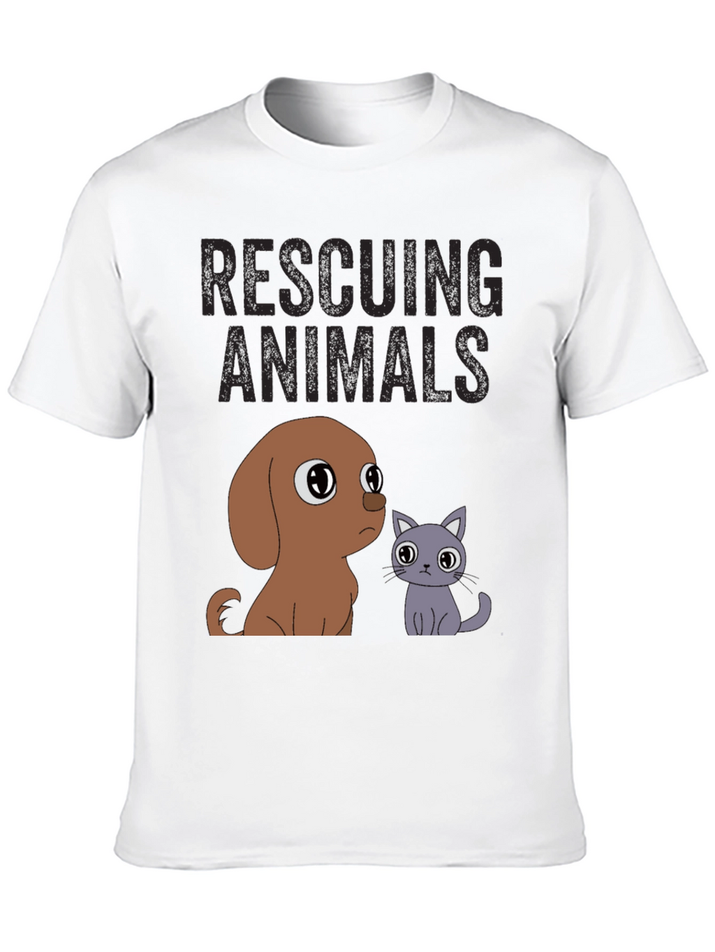 Rescuing Animals T-Shirt: Cute Dog & Cat Design
