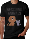 Rescuing Animals T-Shirt: Cute Dog & Cat Design
