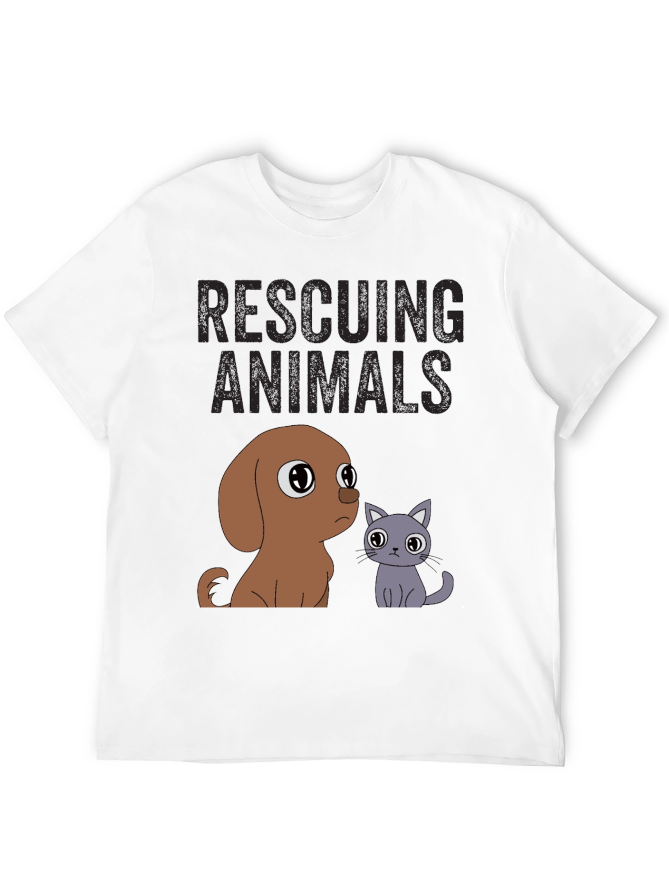 Rescuing Animals T-Shirt: Cute Dog & Cat Design