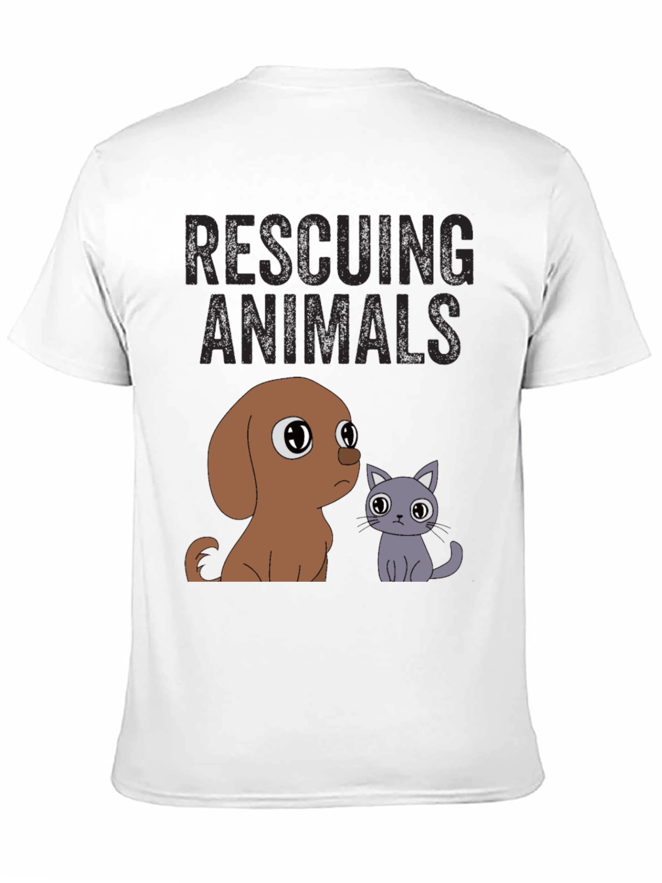 Rescuing Animals T-Shirt: Cute Dog & Cat Design
