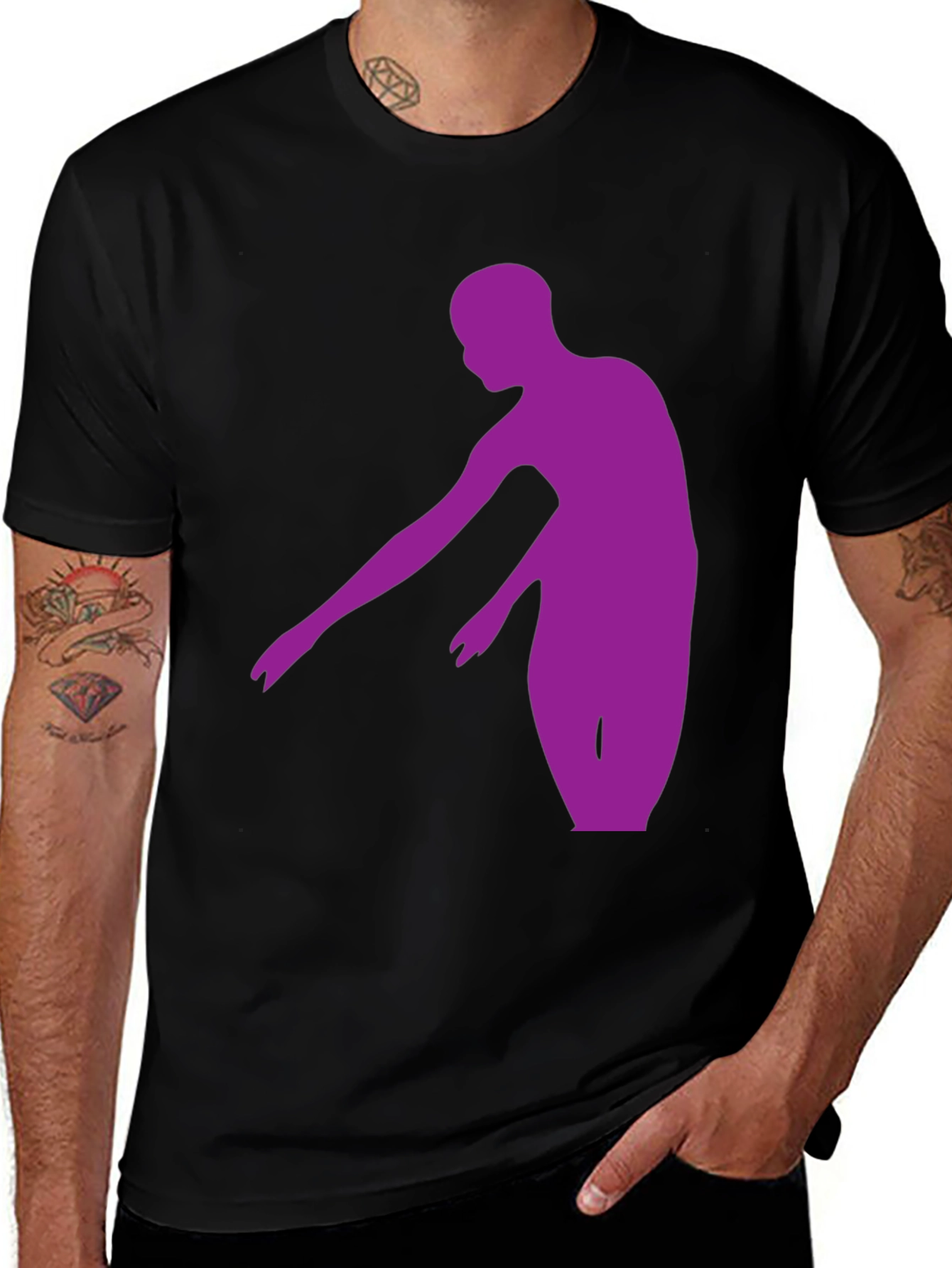 Purple Dancer Graphic Tee - Stylish Mens Black T-Shirt