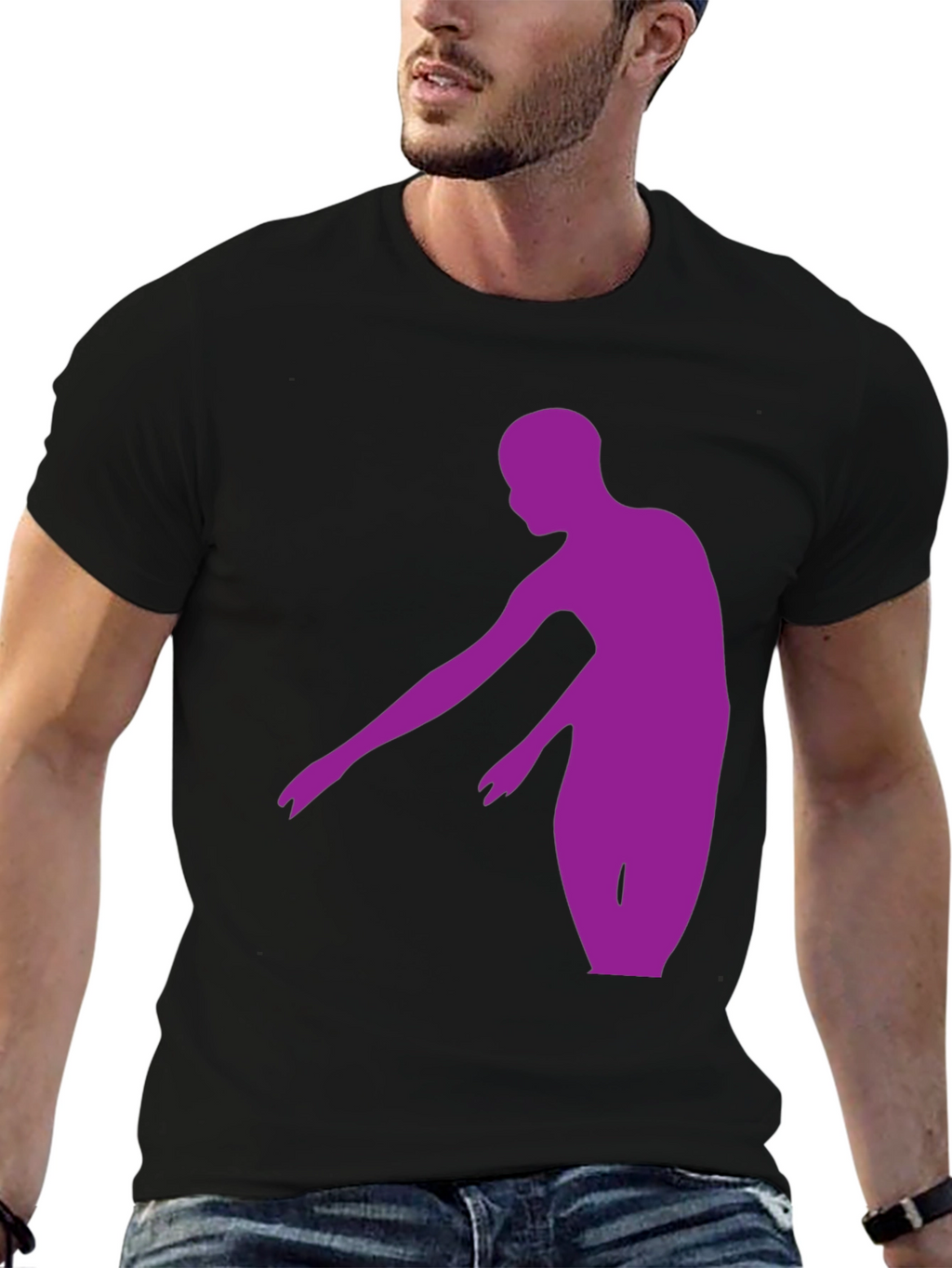 Purple Dancer Graphic Tee - Stylish Mens Black T-Shirt