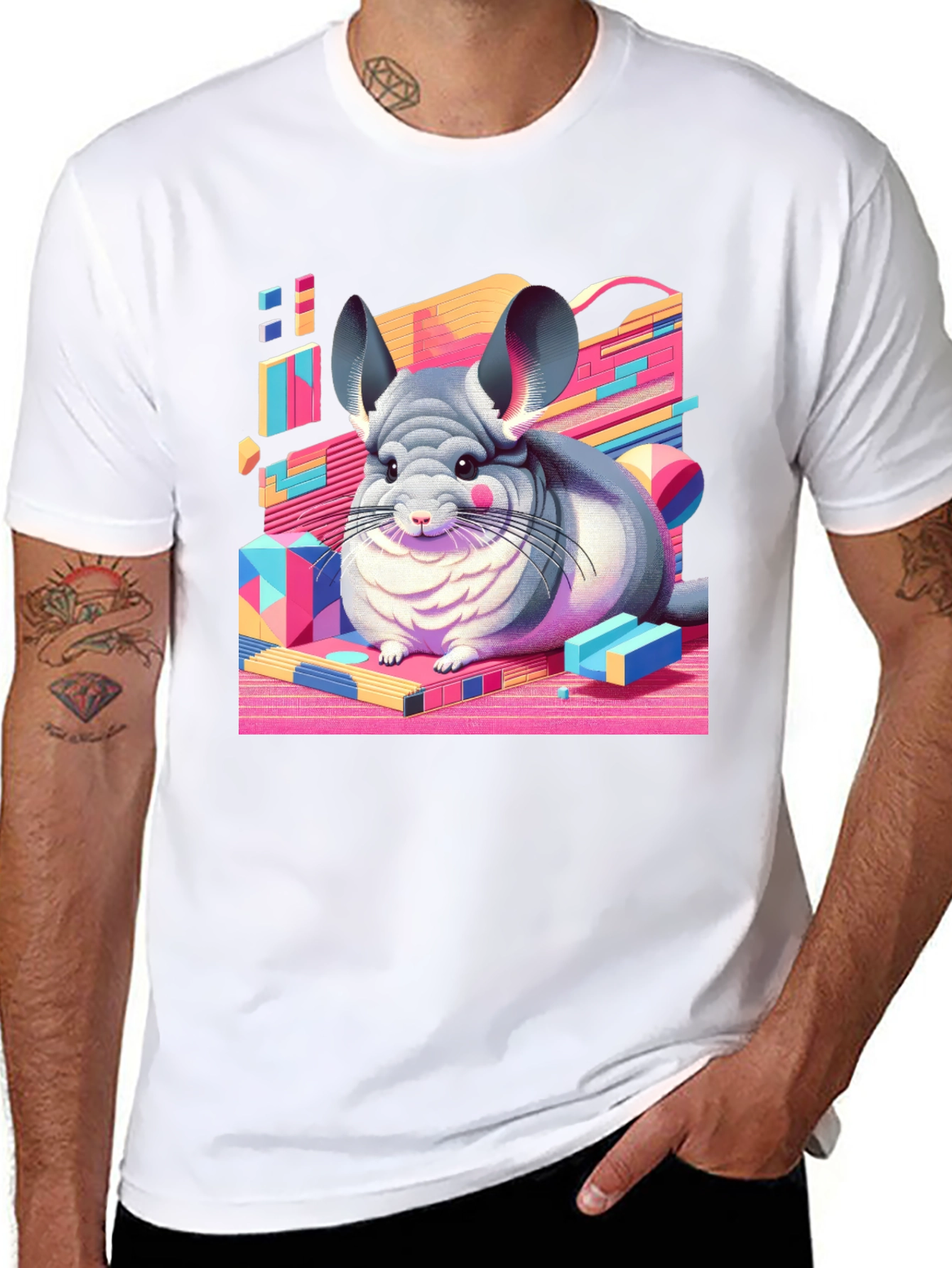 Chinchilla Graphic Tee - Retro Animal T-Shirt