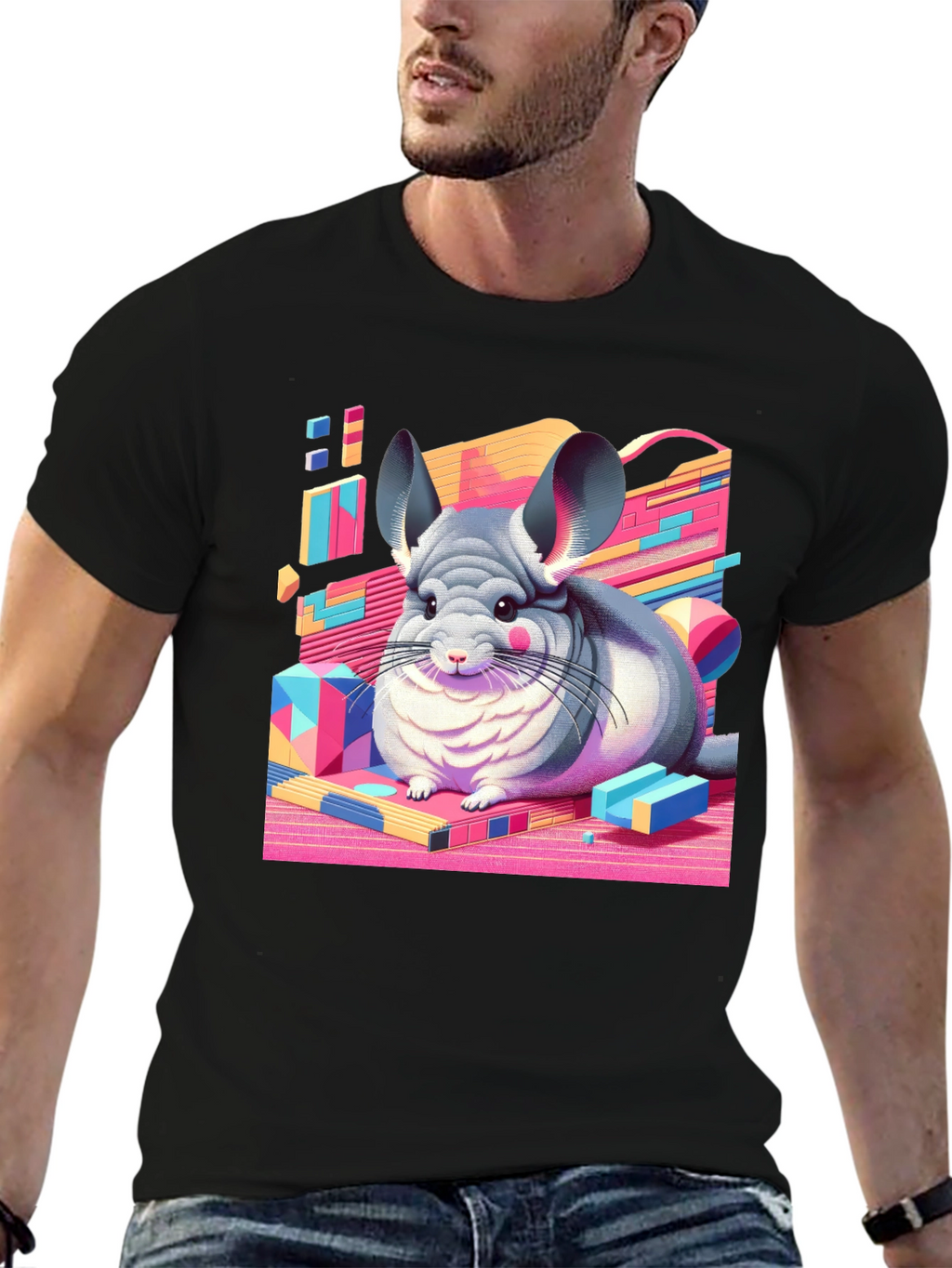 Chinchilla Graphic Tee - Retro Animal T-Shirt