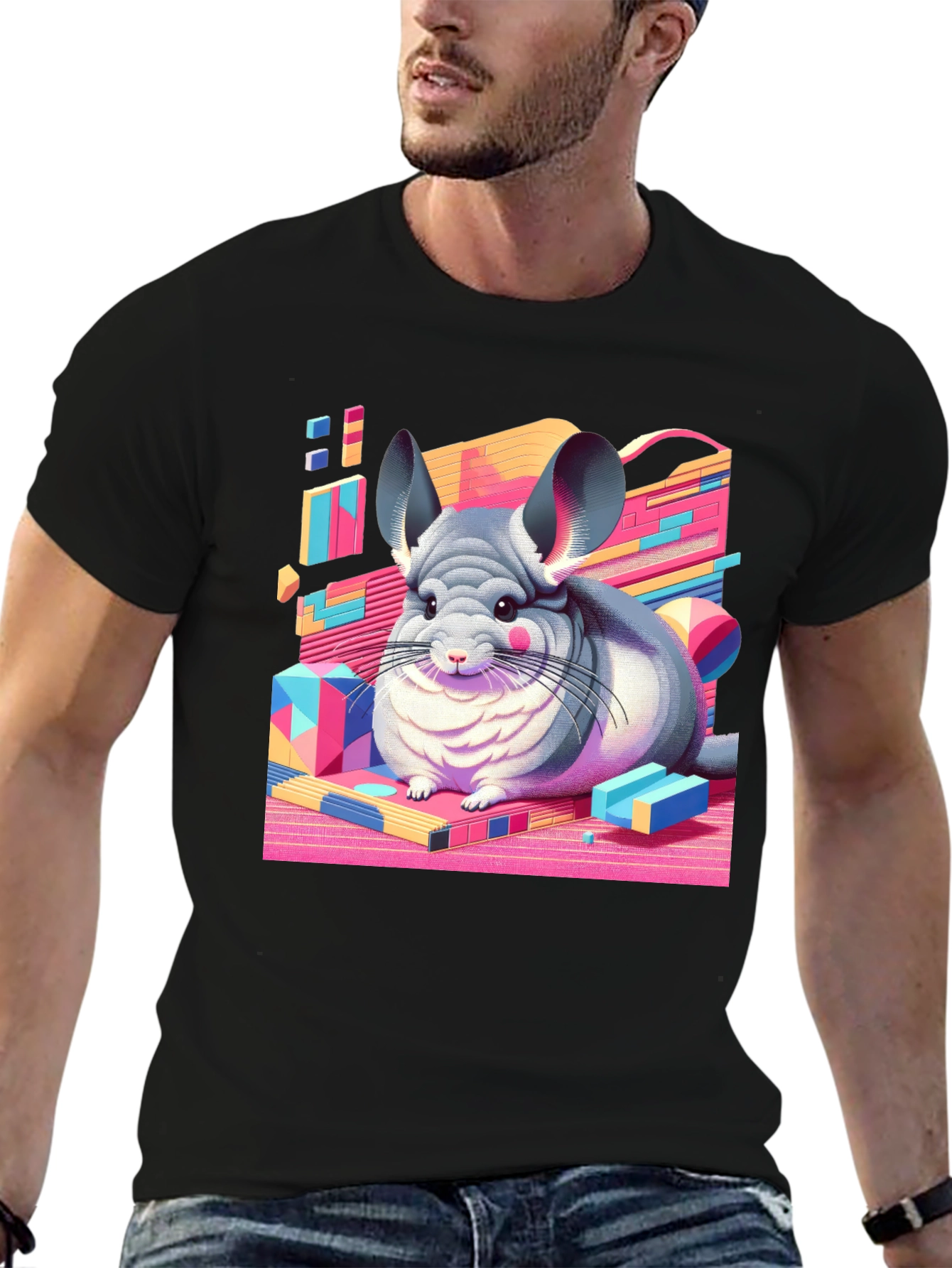 Chinchilla Graphic Tee - Retro Animal T-Shirt