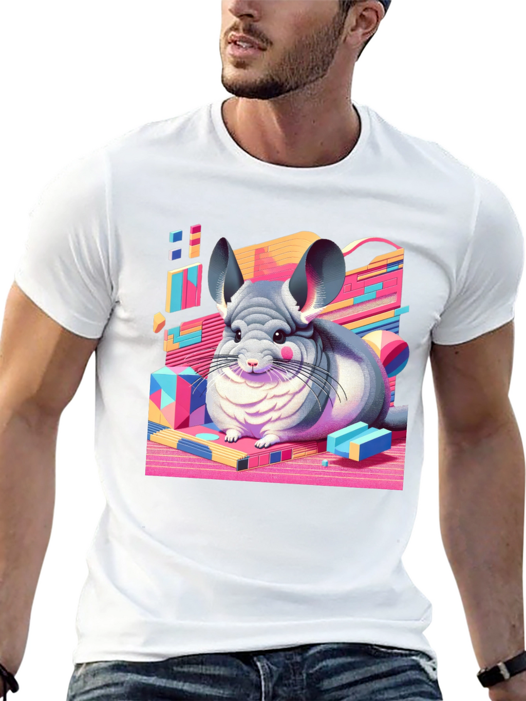 Chinchilla Graphic Tee - Retro Animal T-Shirt
