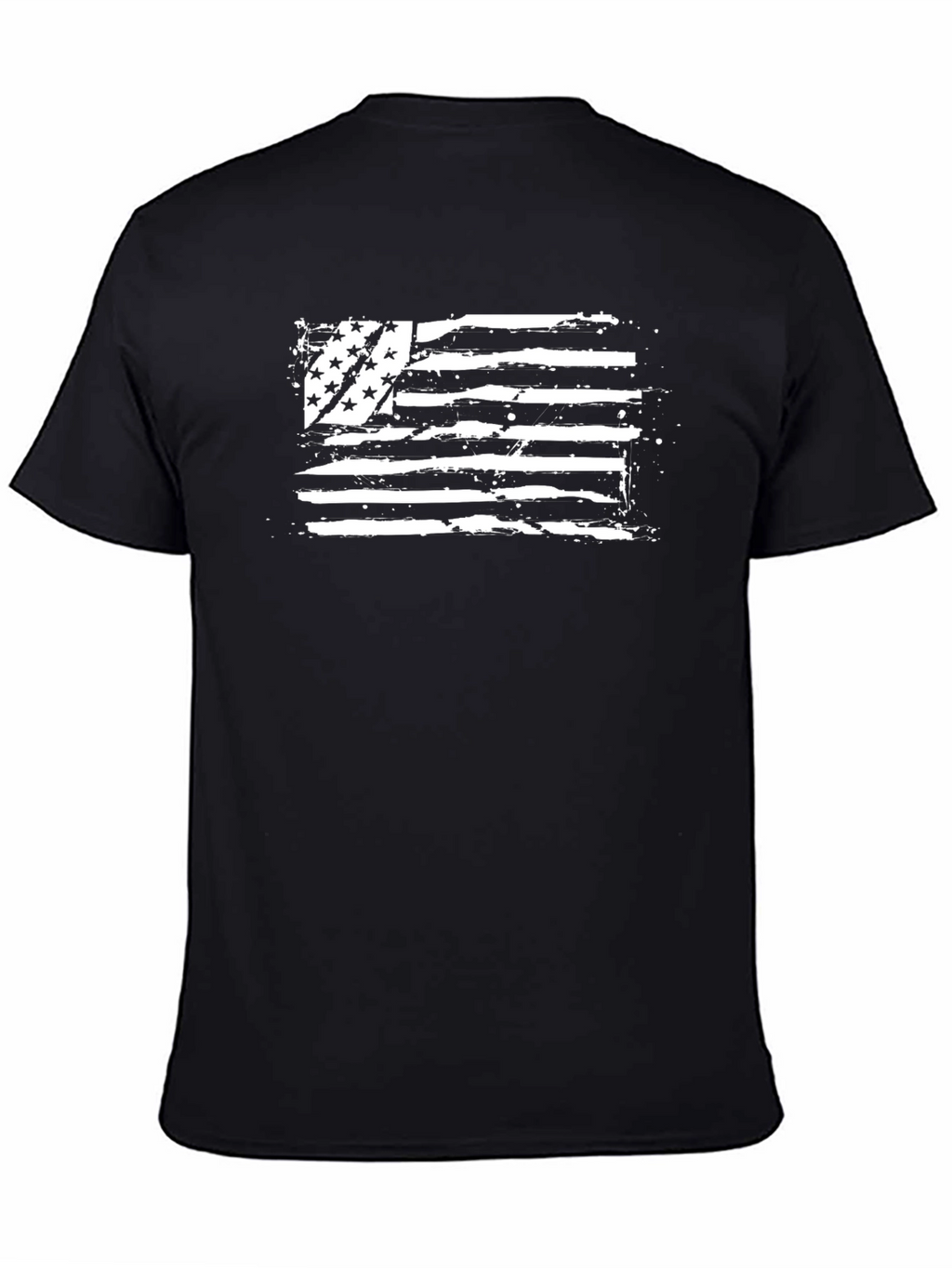 Distressed American Flag Graphic Tee - Black