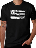 Distressed American Flag Graphic Tee - Black
