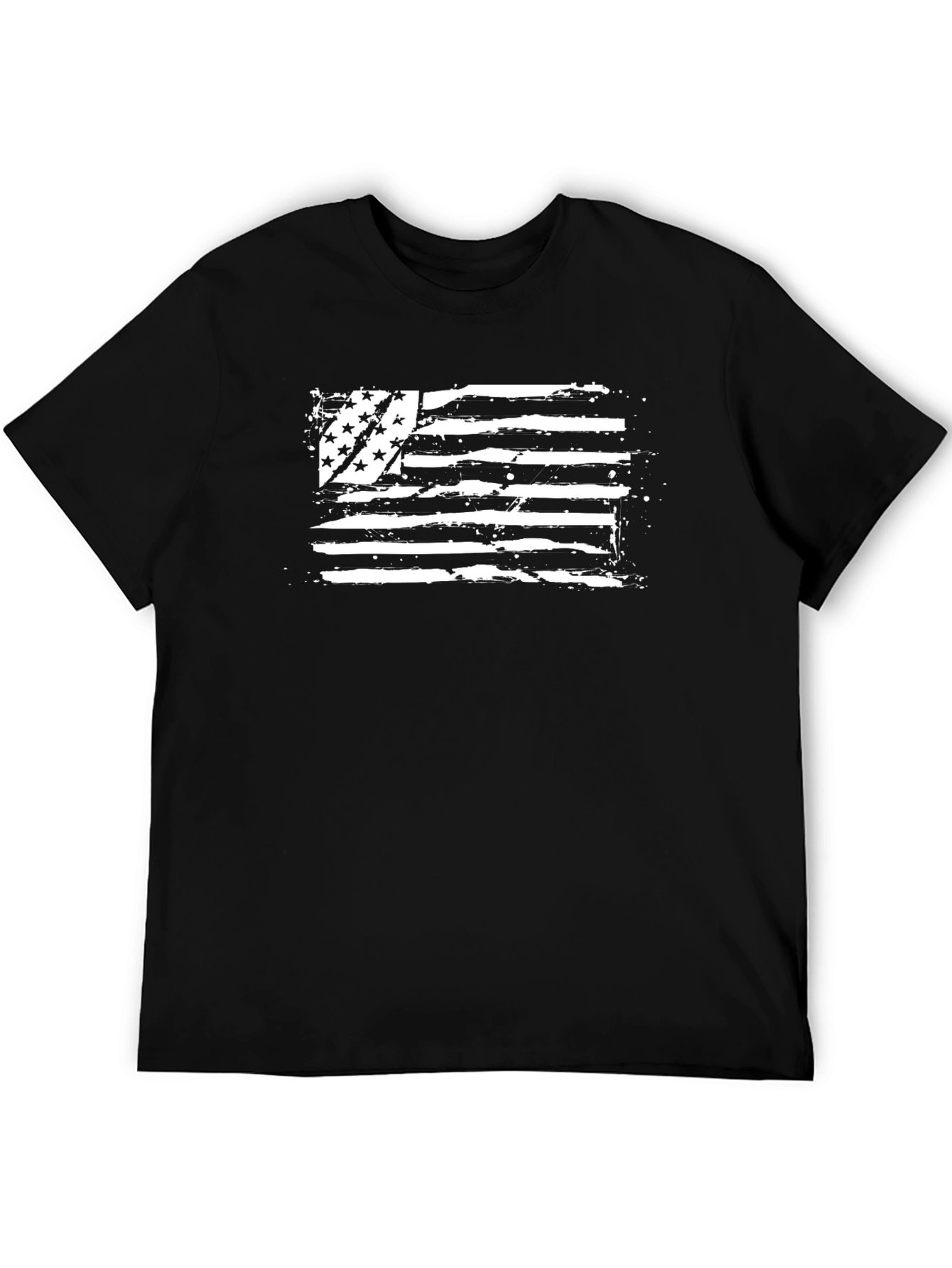 Distressed American Flag Graphic Tee - Black