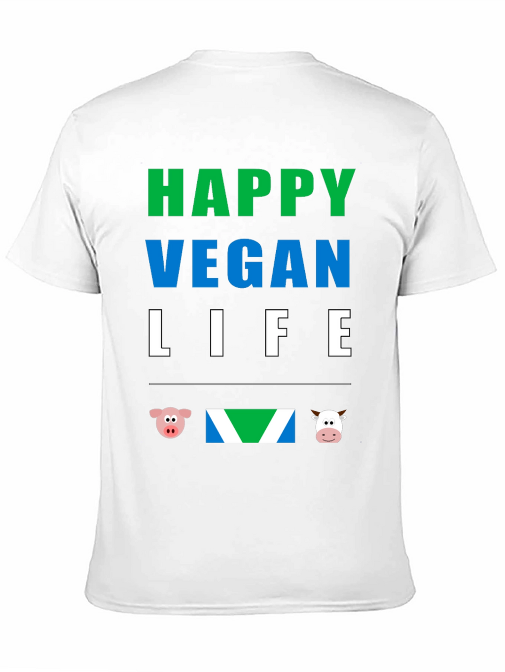 Happy Vegan Life T-Shirt - Animal Lover Tee